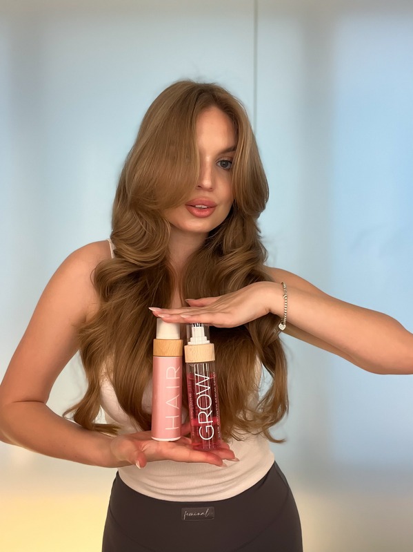 Milana presenting COCOSOLIS Hair and Grow products